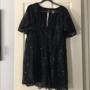 Black sequin/lace romper